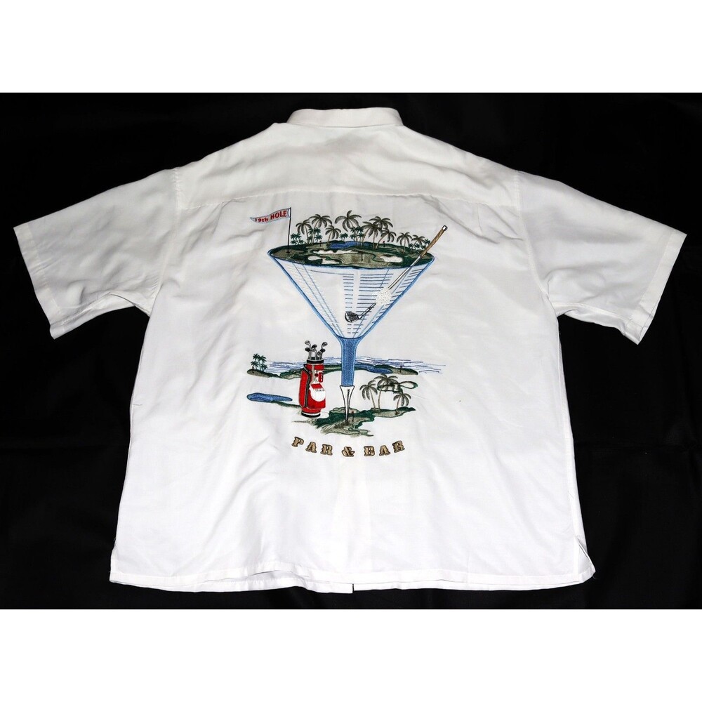 Bamboo Cay "Par & Bar" Embroidered Men's Short Sleeve Button Up Shirt Size 3XL